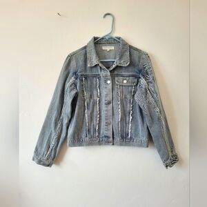 Denim Jean Jacket Trucker Fringe Retro American Western Grunge 90s 80s XL